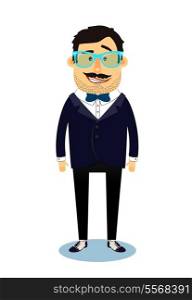Hipster geek business man character isolated vector illustration