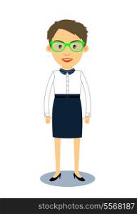 Hipster geek business woman character isolated vector illustration