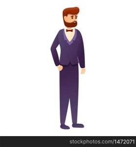 Hipster groom icon. Cartoon of hipster groom vector icon for web design isolated on white background. Hipster groom icon, cartoon style