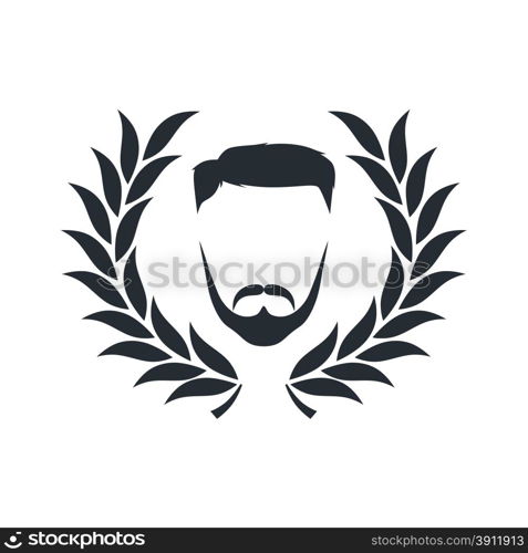 hipster guy with wreath. hipster guy with wreath theme vector art illustration