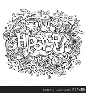 Hipster hand lettering and doodles elements and symbols background. Vector hand drawn sketchy illustration. Hipster hand lettering and doodles elements