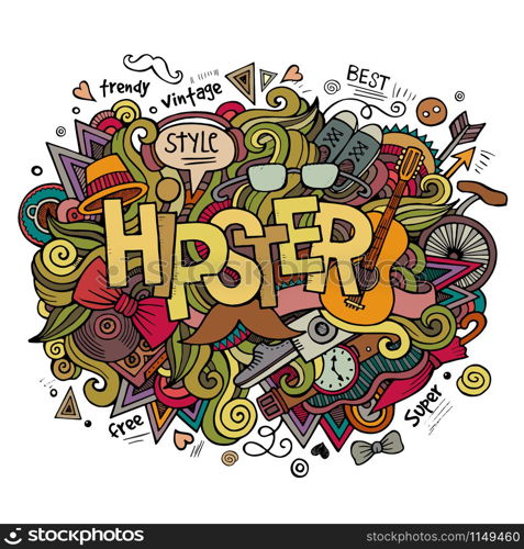 Hipster hand lettering and doodles elements background. Vector illustration