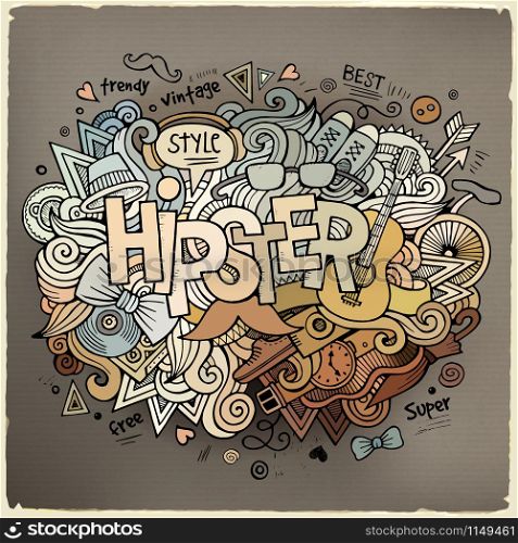 Hipster hand lettering and doodles elements background. Vector illustration