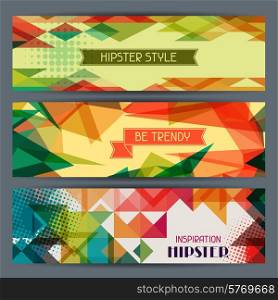 Hipster horizontal banners in retro style.