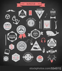 Hipster icons and labels can be used for retro vintage website, info-graphics, banner