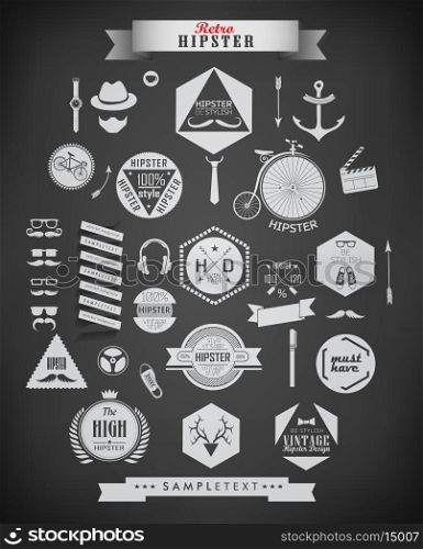 Hipster icons and labels for retro vintage website, info-graphic