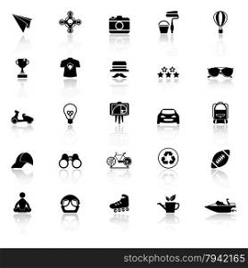 Hipster icons with reflect on white background, stock vector