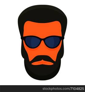 Hipster man face icon. Flat illustration of hipster man face vector icon for web design. Hipster man face icon, flat style
