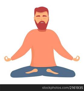 Hipster meditation icon cartoon vector. Happy calm. Man relax. Hipster meditation icon cartoon vector. Happy calm