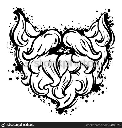 Hipster mustache and beard in line art style. Hipster mustache and beard in line art style.