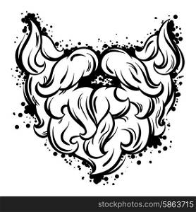 Hipster mustache and beard in line art style. Hipster mustache and beard in line art style.