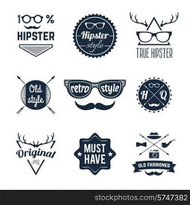 Hipster old retro style original fashioned label set isolated vector illustration