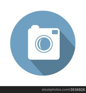 Hipster photo camera icon with long shadow. Vector Illustration