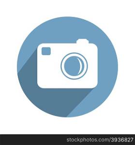 Hipster photo camera icon with long shadow. Vector Illustration