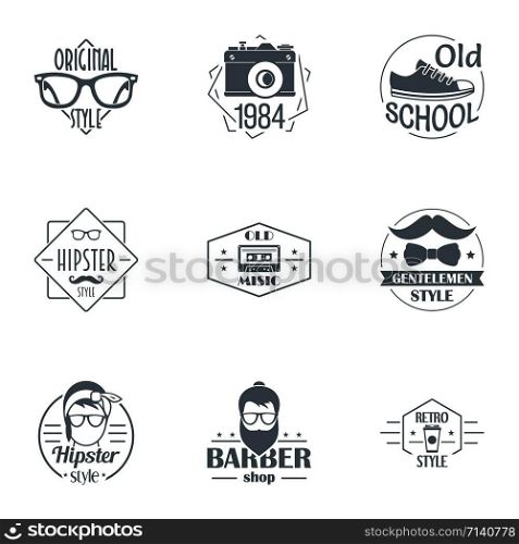 Hipster planet logo set. Simple set of 9 hipster planet vector logo for web isolated on white background. Hipster planet logo set, simple style