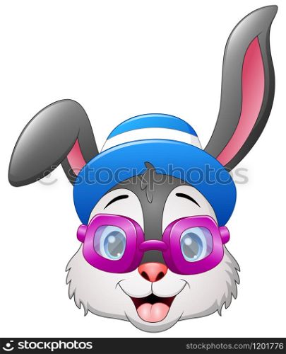 Hipster rabbits in purple sunglasses with a hat