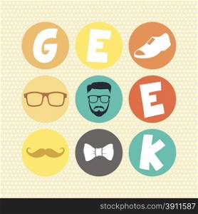 hipster retro geek theme vector art illustration. hipster retro geek