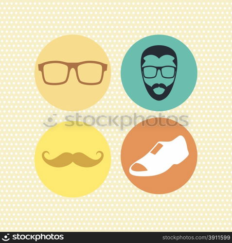 hipster retro geek theme vector art illustration. hipster retro geek