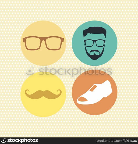 hipster retro geek theme vector art illustration. hipster retro geek