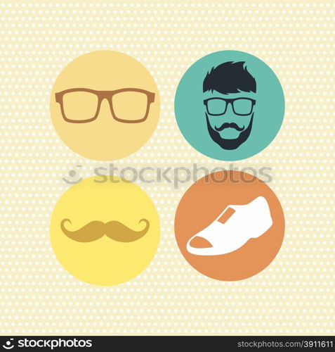 hipster retro geek theme vector art illustration. hipster retro geek