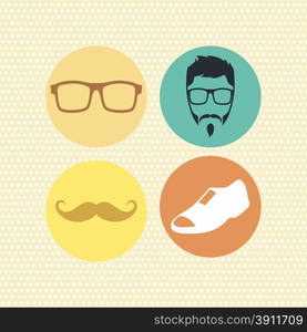 hipster retro geek theme vector art illustration. hipster retro geek