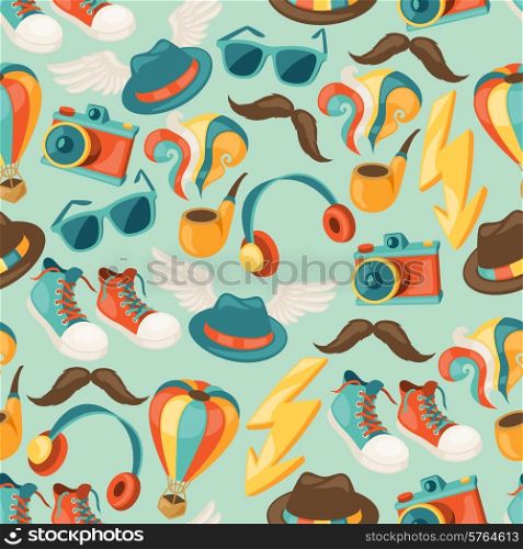 Hipster retro style seamless pattern.