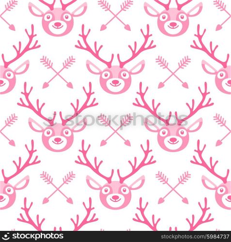 Hipster seamless pattern with deer and arrows. . Hipster seamless pattern with deer and arrows. Vector illustration.