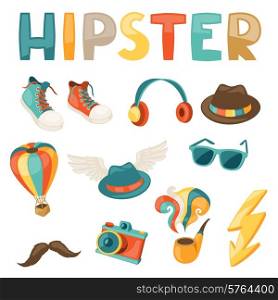 Hipster style elements and objects set.