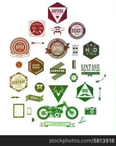 Hipster style elements, icons and labels can be used for retro vintage website, info-graphics, banner