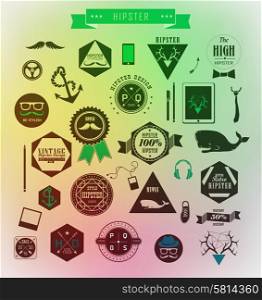 Hipster style elements, icons and labels can be used for retro vintage website, info-graphics, banner