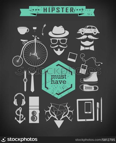 Hipster style elements, icons and labels can be used for retro vintage website