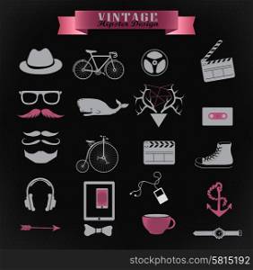 Hipster style elements, icons and object retro vintage website, info-graphic