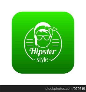 Hipster style icon green vector isolated on white background. Hipster style icon green vector