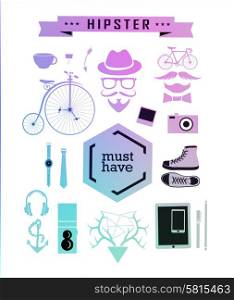 Hipster style info graphic element and icon Vector. Hipster style