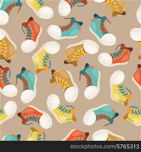 Hipster style seamless pattern with sneakers.