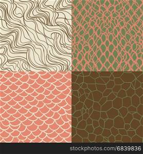 Hipster style seamless texture set. Hand drawn vintage abstract seamless patterns set. Vector hipster style seamless texture set