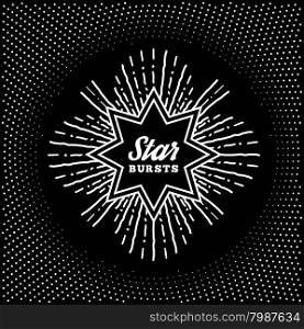 Hipster style vintage star burst with ray. Vector illustration with hand drawn elements. Hipster style vintage star burst with ray