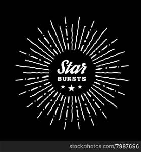 Hipster style vintage star burst with ray. Vector illustration with hand drawn elements. Hipster style vintage star burst with ray