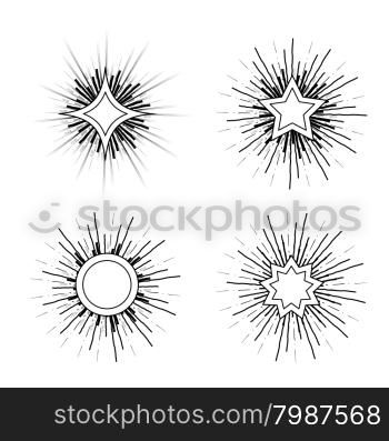 Hipster style vintage star burst with ray. Vector set illustration. Hipster style vintage star burst with ray
