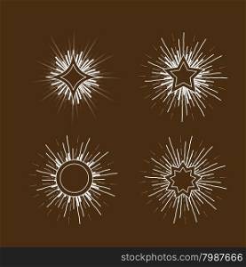 Hipster style vintage star burst with ray. Vector set illustration. Hipster style vintage star burst with ray