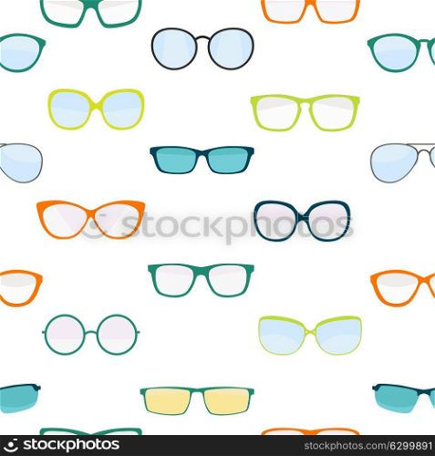 Hipster Summer Sunglasses Fashion Glasses Collection Seamless Pattern Background Vector Illustration EPS10. Hipster Summer Sunglasses Fashion Glasses Collection Seamless Pa