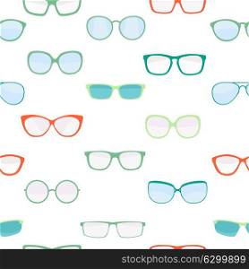 Hipster Summer Sunglasses Fashion Glasses Collection Seamless Pattern Background Vector Illustration EPS10. Hipster Summer Sunglasses Fashion Glasses Collection Seamless