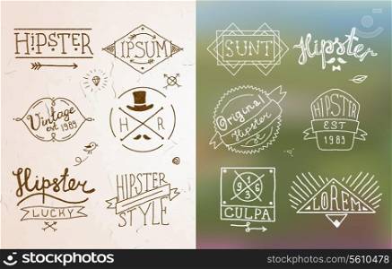 Hipster vintage design calligraphic badge label and emblem in sketch style vector illustration