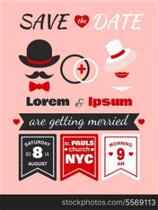 Hipster wedding invitation card of lorem and ipsum template vector illustration