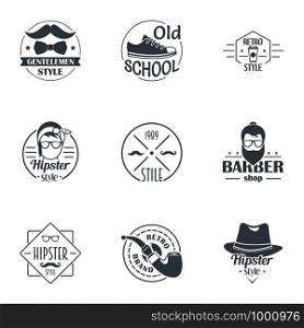 Hipster world logo set. Simple set of 9 hipster world vector logo for web isolated on white background. Hipster world logo set, simple style