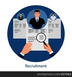 Hiring concept. Human resources management, recruitment candidate job position. Vector illustration. Hiring and human resources concept