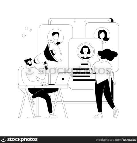 Hiring employee abstract concept vector illustration. Human resources, hiring employee, filling out resume, employment process, head hunting agency, new vacant job position abstract metaphor.. Hiring employee abstract concept vector illustration.