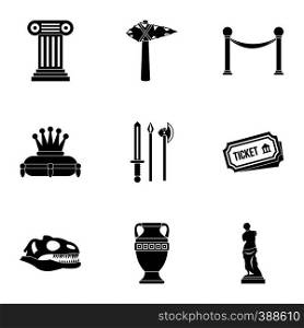 Historical museum icons set. Simple illustration of 9 historical museum vector icons for web. Historical museum icons set, simple style