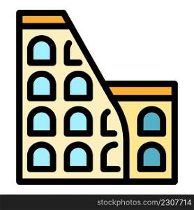 History building icon. Outline history building vector icon color flat isolated. History building icon color outline vector