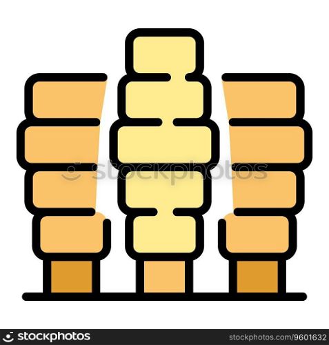 History building icon outline vector. City landmark. Hotel singapore color flat. History building icon vector flat